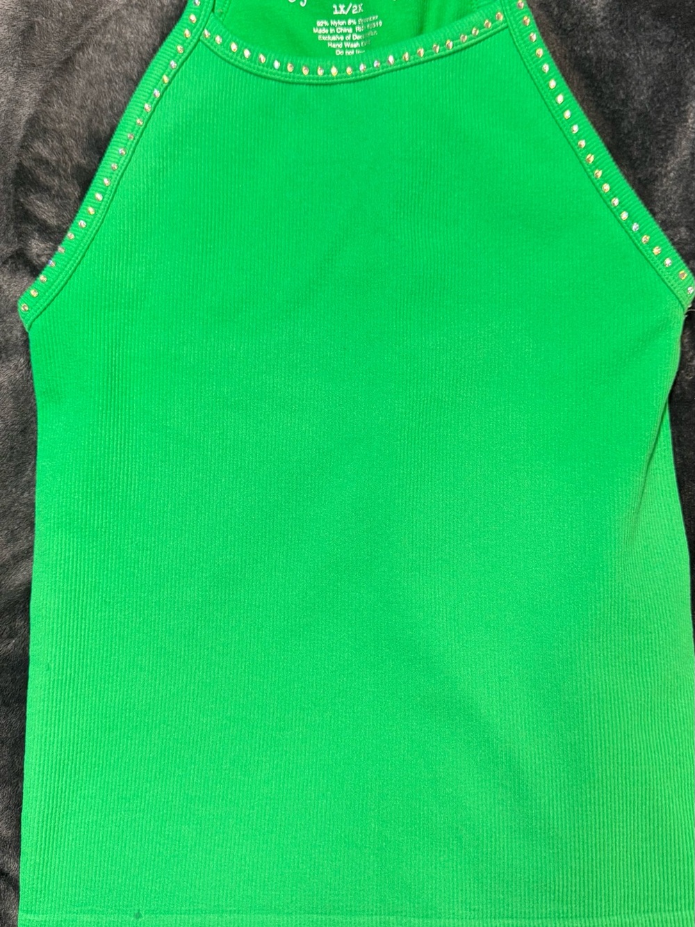 eye candy Neon Green Studded Ribbed Tank

1x run small